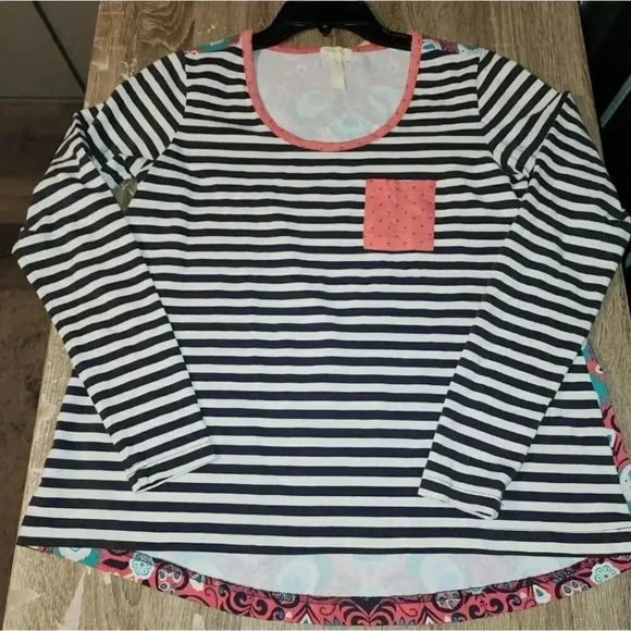 Matilda Jane Shea Friends Forever Striped Pocket Tee Top Relaxed Fit Women's S - Picture 4 of 9